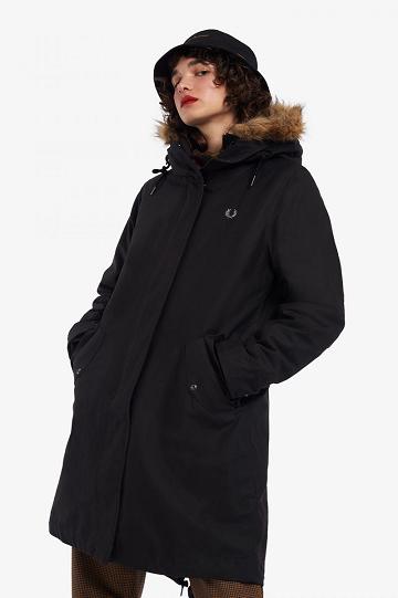 Fred Perry Zip-In Liner Parka Naisten Takki Mustat | FI 1130RVDW